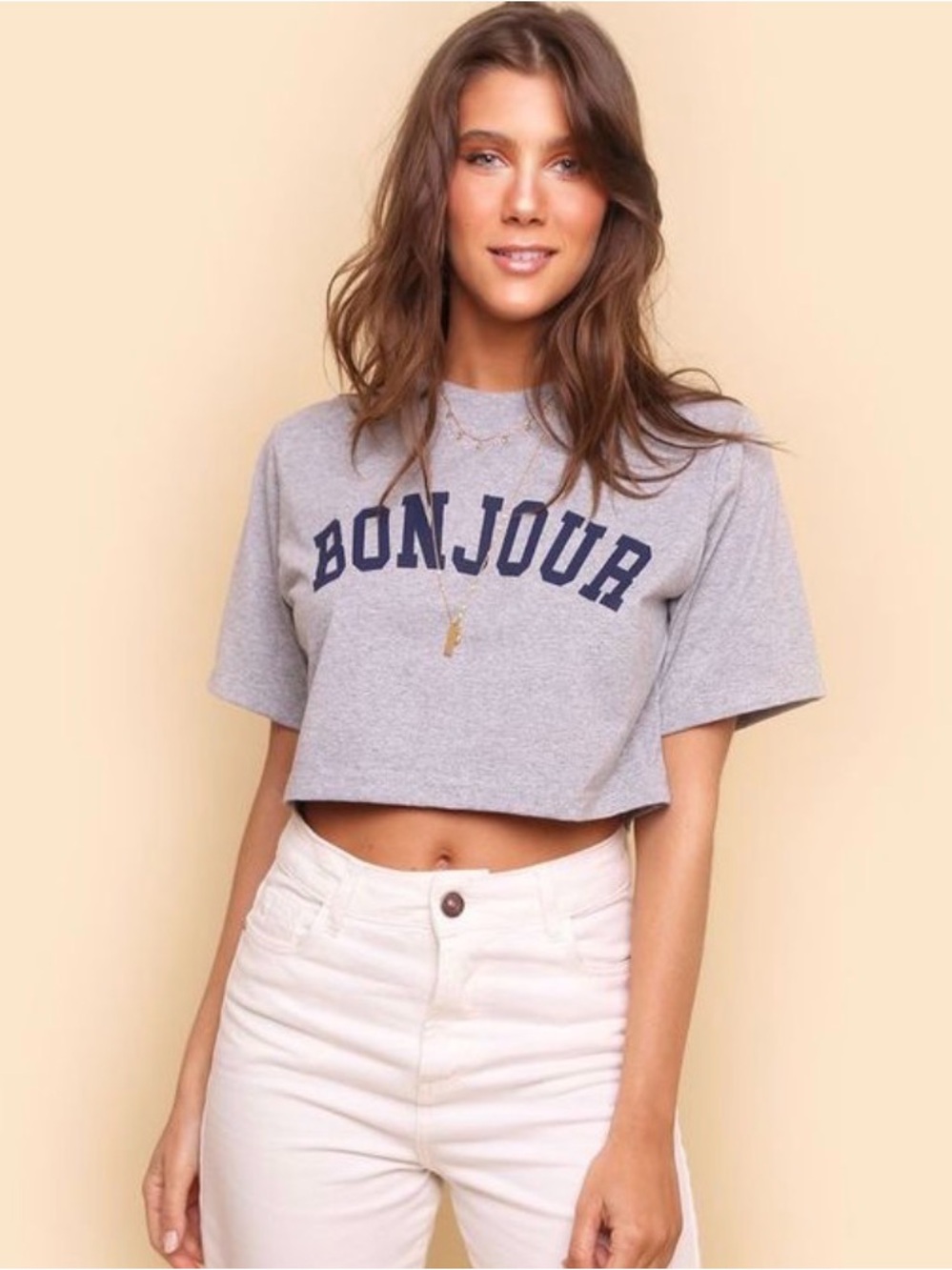 Bonjour Graphic Cropped Tee